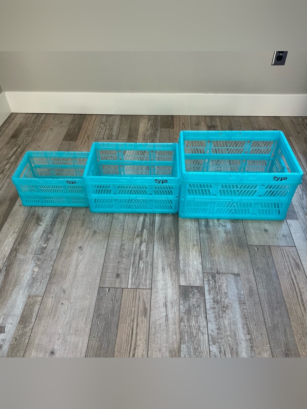 Typo Collapsible Storage Bins Set of 3 Blue